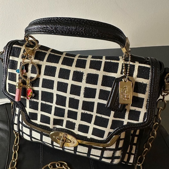 Coach Handbags - Chic Black and White Checkered Coach Bag NWOT